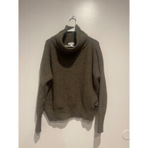 Calvin Klein Olive Green Chunky Oversized Turtleneck Sweater
